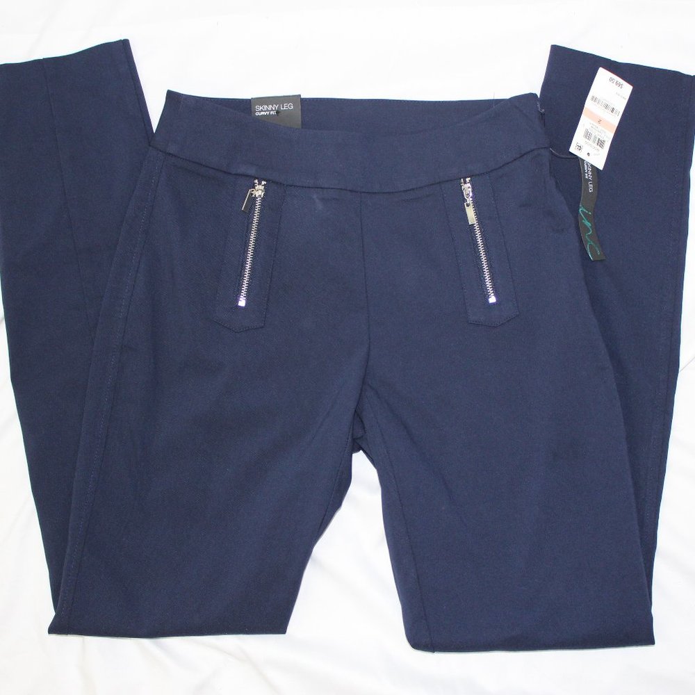 INC Dark Blue Skinny Leg Curvy Fit Pants NWT